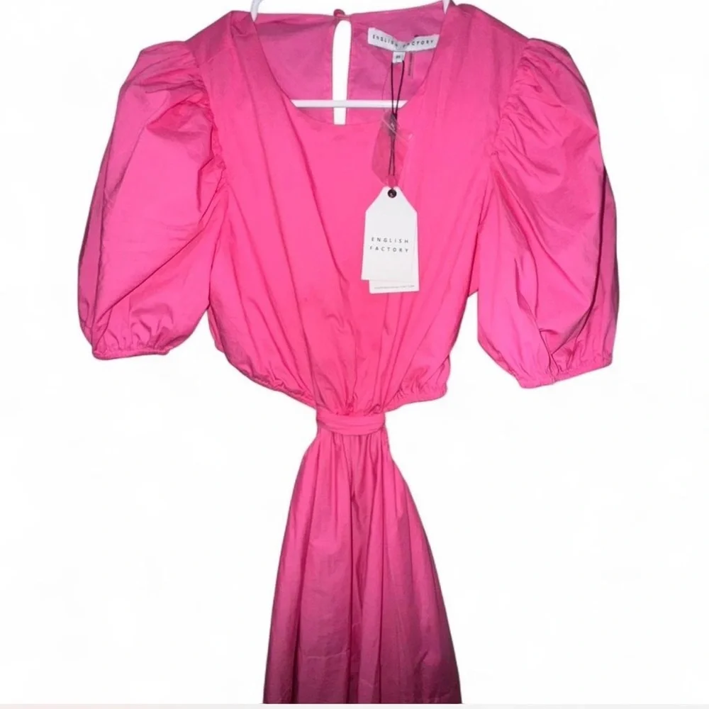 NWT English Factory Pleats Cut-Out Mini Dress JJ1369D • Fuchsia • XS • - Picture 6 of 7